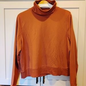 Athleta Women's Funnelneck Sweatshirt in Rust Orange